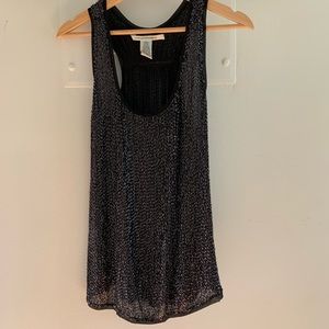 Diane von Furstenberg DVF black sparkle sequin camisole